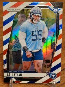J.C. Latham 2024 Panini Prizm Red White Blue Prizm RC #334 Tennessee Titans - Bild 1 von 2