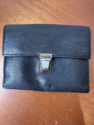 Prada Black Leather Wallet with Silver Clasp - Image 1 of 4