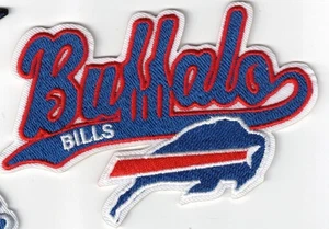 Buffalo Bills Script Team Logo NFL Embroidered 4in Iron / Sew-On Patch - Picture 1 of 2