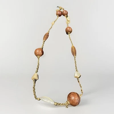 Collar Vintage Madreperla, Madera y Cuerno 35" Una o Capa Cookie Lee Foto 1 de 3