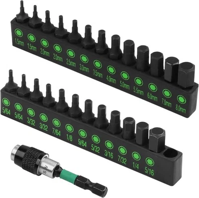 26-Piece Metric & SAE Hex Head Allen Wrench Drill Bit Set - Image 1 of 4