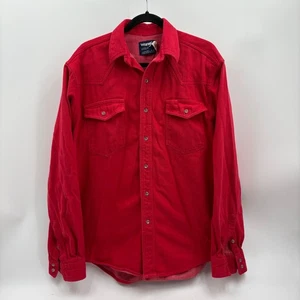 Wrangler Cowboy Cut Red Long Sleeve Western Shirt Men's Flannel 16x36 Large - Picture 1 of 6