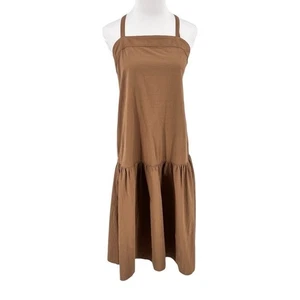 Everlane Trägerkleid Midikleid feminin 14 braun Cottagecore Picknickkleid Stufen - Bild 1 von 5