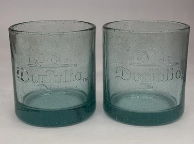 Don Julio Tequila Glasses Set of 2 Mexico Recycled Glass Blue Low Ball Bar 10oz - Image 1 of 4