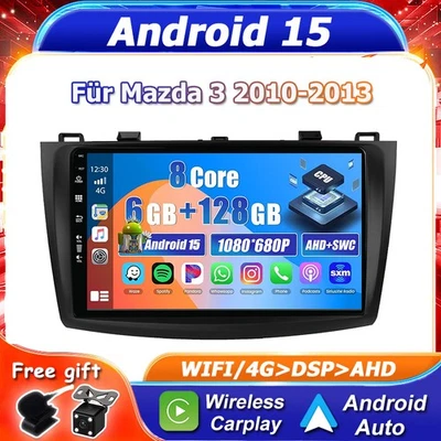 Für Mazda 3 2010-2013 Android 15 Autoradio Car Play Navi GPS RDS WIFI 6GB+128GB - Bild 1 von 4