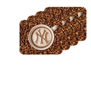 NY NEW YORK YANKEES LATTEAM COFFEE ART 4pk COASTER SET PACKAGED - Picture 1 of 1