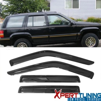 Se adapta a 93-98 Jeep Grand Cherokee viseras de ventana ventilación sol protector de lluvia acrílico 4 piezas Foto 1 de 4