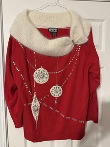 Vintage NEW NWT Berek Christmas Sweater Santa Mrs. Clause Snowflake 3XL - Picture 1 of 5