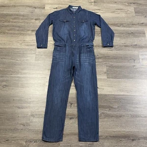 Judy Blue Jumpsuit Women 1XL Button Up High Waist Tie Belt Overall Denim Stretch - Picture 1 of 23