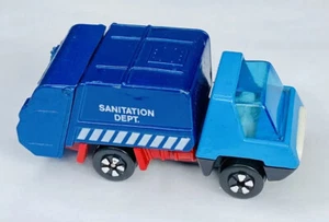 Vintage 70s Playart Garbage Truck Die Cast Sanitation Dept. Blue Hong Kong 2.5” - Picture 1 of 8