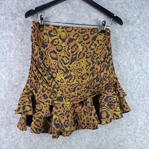 H&M Skirt Womens 8 Yellow Cheetah Animal Print Draped 8321 - Picture 1 of 11