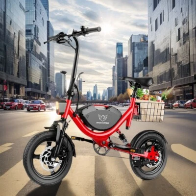 Bicicleta eléctrica plegable de 14" para adultos adolescentes 715W 36V 35 millas bicicleta eléctrica de ciudad de cercanías Foto 1 de 4