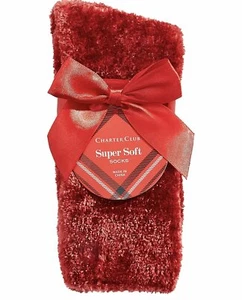 Charter Club Women's Chenille Super Soft Cozy Socks Candy Red ONE SIZE 9-11 - Picture 1 of 2