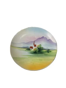 Nippon hand painted plate ~chapel theme ~ vintage 6 in~ RARE-VINTAGE JAPAN - Picture 1 of 3