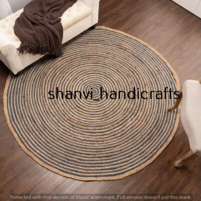 Handmade Home Living Round Braided Jute Rugs Floor Area Rugs Hand Woven Rag Rugs - Image 1 of 4