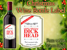 Christmas Wine Bottle Label xmas gift present Funny Rude MERRY CHRISTMAS DCKHEAD
