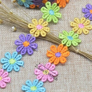 14-15 Yards 2.5cm DIY Flower Lace Trim Edge Ribbon Sewing Craft Multicolour Trim - Picture 1 of 8