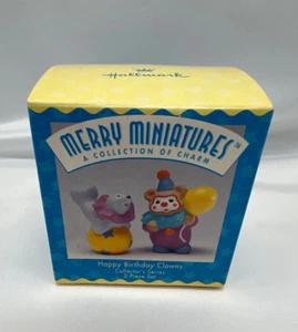 Hallmark Merry Miniatures 2-Piece Set Happy Birthday Clowns Figurines 1996 New - Picture 1 of 3
