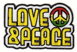 ab58★Love & Peace signo parche imagen para planchar parche aplicación reggae 7,6 x 5 cm - Imagen 1 de 1