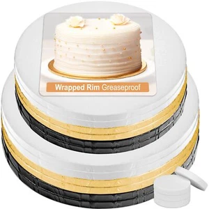 BOARDS+ 12 Pack Cake Board Drums 8 & 10 Inch in White Black & Gold Colors | F... - Picture 1 of 7