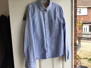 ๐๐Hollister Men's Long Sleeve Blue/White striped shirt Size XL cotton ๐ 46โ - Picture 1 of 8