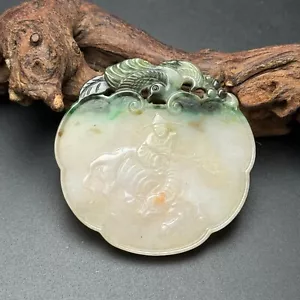 Chinese Antique Qing Dynasty Ancient Jadeite Figure Ride Ox Design Jade Pendants - Picture 1 of 9