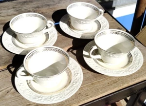 VTG Homer Laughlin China Eggshell Theme Gold Deco Cup and Saucer Lot of 4 Sets - Picture 1 of 5