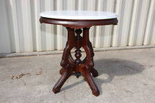 Fancy Walnut Victorian Renaissance Revival Oval Marble Top Table ~ Ca.1870