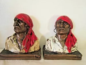 Antique ~ c1928 ~ Paul Herzel Bronze Buccaneer Pirate Bookends ~ Heavy - Picture 1 of 12