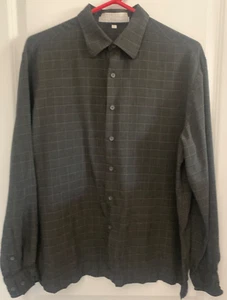 Perry Ellis Long Sleeve Shirt Size L Gray 100% Rayon - Picture 1 of 6