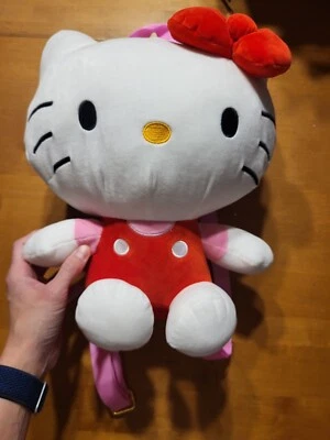 Sanrio Hello Kitty Rojo Lazo Rosa Camisa y Correas Felpa Mochila Bolsa para Libros Foto 1 de 4