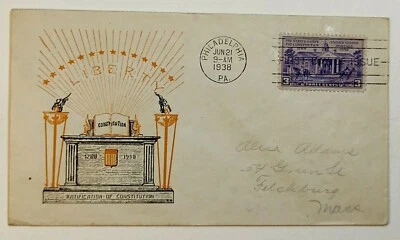 Planty 1938 Ratification of the Constitution First Day Cover Cachet Craft #835 - Image 1 of 2