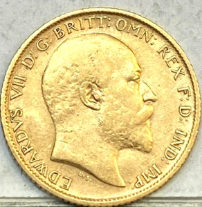 AUSTRALIA 1908 SYDNEY GOLD HALF SOVEREIGN RARE KEY DATE LOW MINT NICE #04 - Bild 1 von 2