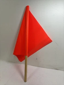 10 Stück Sicherheitsfahnen 16” x 15,5” Vinyl - rot orange fluoreszierend Vorsicht Verkehr 24” - Bild 1 von 4