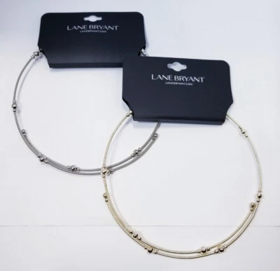 Juego de 2 collares gargantilla Lane Bryant Wire Wrap - tonos dorados/plateados Foto 1 de 4