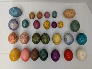 Huge Lot Of 27 Beautiful Stone Eggs Various Sizes - Picture 1 of 9