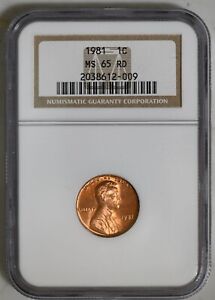 1981  1-C Lincoln Memorial Cent NGC Certified   MS 65 RD #2038612-009