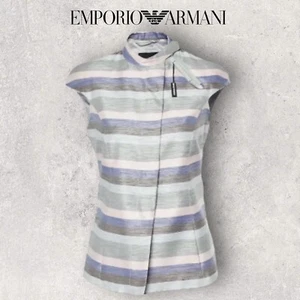 Chaleco sin mangas Emporio Armani vintage multicolor a rayas mezcla de seda IT 44 UK 12 - Imagen 1 de 6