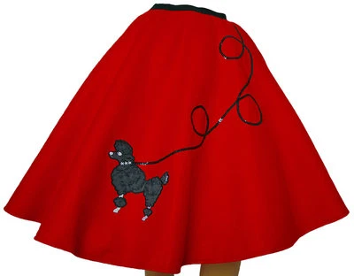 Red FELT Poodle Skirt _ Girl Size LARGE (Ages 10-12) _ Waist 23"- 30" _ L: 23" - Image 1 of 2