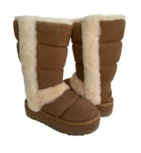UGG CLASSIC CHILLAPEAK TALL CHESTNUT PLATFORM BOOTS US 8 / EU 39 / UK 6 - Picture 1 of 6
