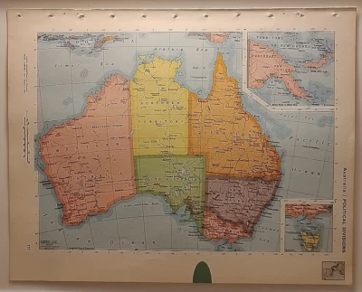 Vintage AUSTRALIA Atlas Map from a 1967 Mid-Century Modern World Book Atlas - Image 1 of 4