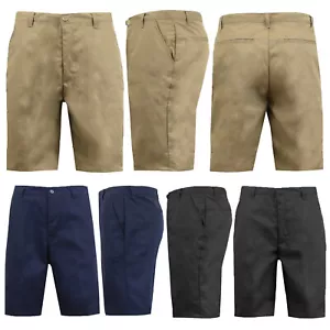Chino Kleid Shorts Herren Uniform Köper FLEX STRETCH flache vorne versteckte Rückseite Taschen - Bild 1 von 11