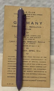 Vintage 1934 YALE Club EVENT GERMANY DISARMAMENT HITLER LT. COL. STEWART RODDIE - Bild 1 von 6
