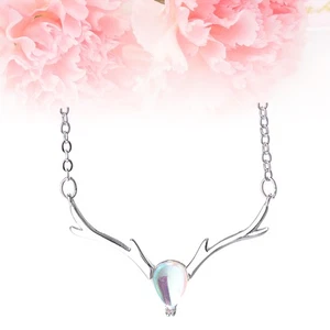 Elk Deer Antlers Moonstone Pendants for Women Lady Gift Creative Fashion Jewelry - Picture 1 of 11