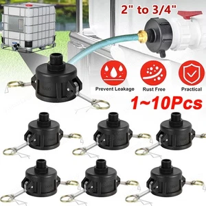 Lote de 275 330 galones IBC Tote tanque de agua adaptador de drenaje 2" bloqueo de leva manguera de jardín 3/4" - Imagen 1 de 11