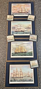 Pimpernel Set Of 5 Coasters, 4 Placemats Clipper Ships VTG Boats, Sailing, EUC - Picture 1 of 21