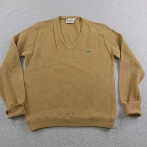 Suéter De Colección Izod Lacoste Para Hombres Medio Bronceado Cuello en V Pullover Logo Caimán Años 80 - Imagen 1 de 10