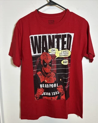 Camiseta Marvel Deadpool Masculina Média Vermelha Gráfica Algodão SS NOVA - Imagem 1 de 4