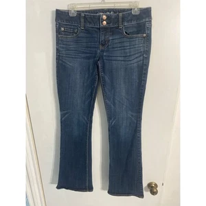 American Eagle jeans women’s size 10 long dark blue Artist flare stretch basic - Picture 1 of 5