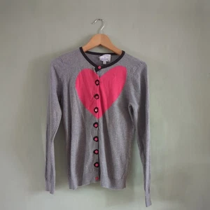 Antoni & Alison Heart Cardigan Grey/Red/Black 5% Cashmere Womans 14 - Picture 1 of 24